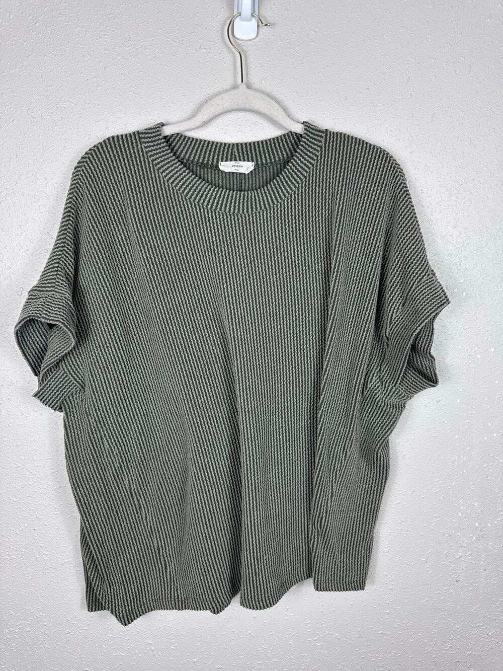 Entro Green Ribbed Top Womens Size Small
